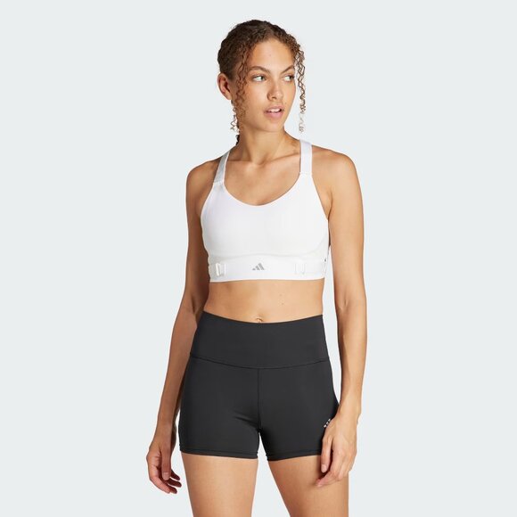 NWT White Sport Bra FastImpact Luxe Run High-Support adidas - Picture 3 of 13